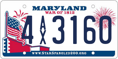 MD license plate 4AX3160