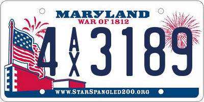 MD license plate 4AX3189