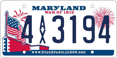 MD license plate 4AX3194