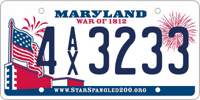 MD license plate 4AX3233
