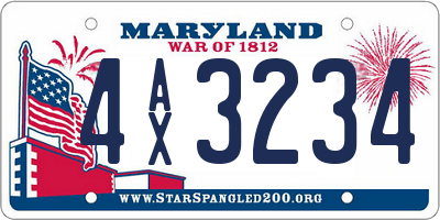 MD license plate 4AX3234