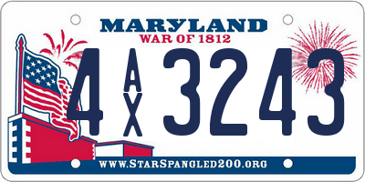 MD license plate 4AX3243