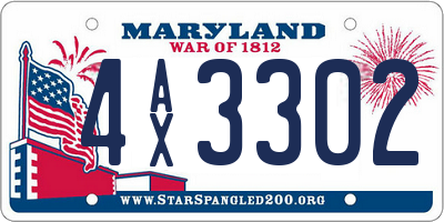 MD license plate 4AX3302