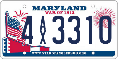 MD license plate 4AX3310