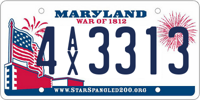 MD license plate 4AX3313