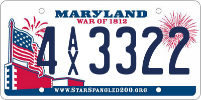 MD license plate 4AX3322