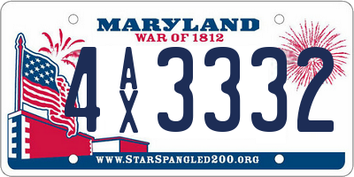 MD license plate 4AX3332