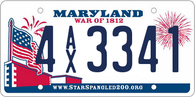 MD license plate 4AX3341