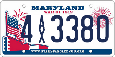 MD license plate 4AX3380