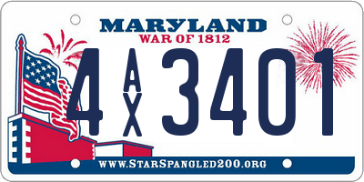 MD license plate 4AX3401