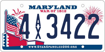 MD license plate 4AX3422