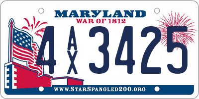 MD license plate 4AX3425