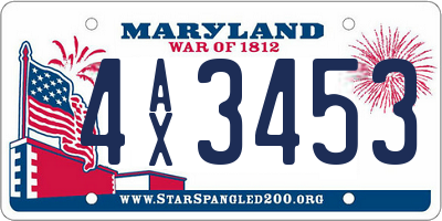 MD license plate 4AX3453