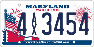 MD license plate 4AX3454