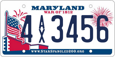 MD license plate 4AX3456