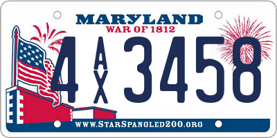 MD license plate 4AX3458