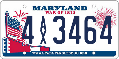 MD license plate 4AX3464