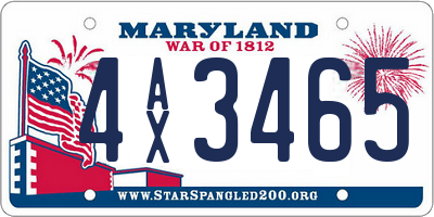 MD license plate 4AX3465