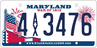 MD license plate 4AX3476