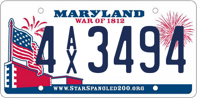 MD license plate 4AX3494