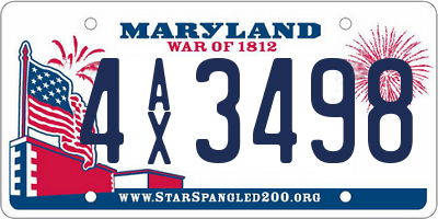 MD license plate 4AX3498