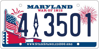 MD license plate 4AX3501