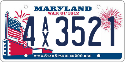 MD license plate 4AX3521