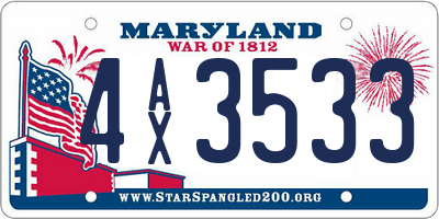 MD license plate 4AX3533