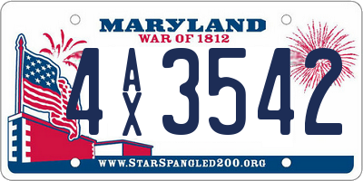 MD license plate 4AX3542