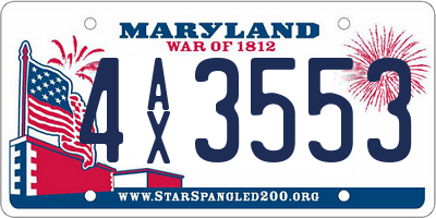 MD license plate 4AX3553