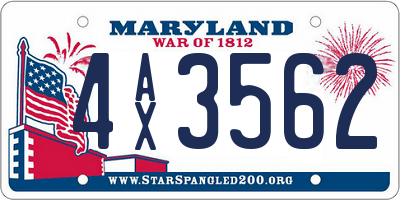 MD license plate 4AX3562