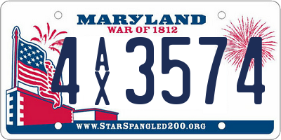 MD license plate 4AX3574