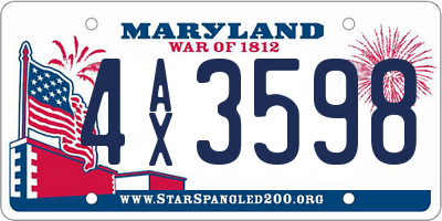 MD license plate 4AX3598