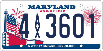 MD license plate 4AX3601
