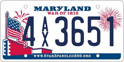 MD license plate 4AX3651