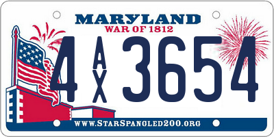 MD license plate 4AX3654