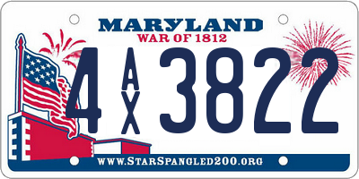 MD license plate 4AX3822