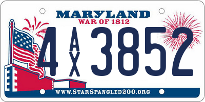 MD license plate 4AX3852