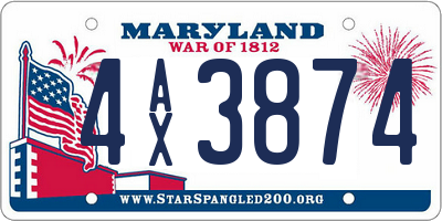 MD license plate 4AX3874