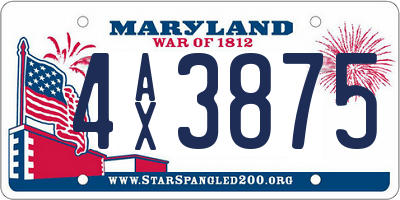 MD license plate 4AX3875