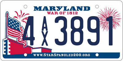 MD license plate 4AX3891
