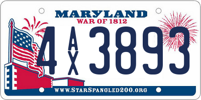 MD license plate 4AX3893