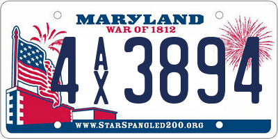 MD license plate 4AX3894