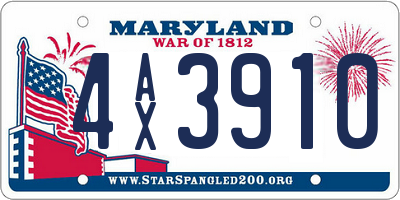 MD license plate 4AX3910