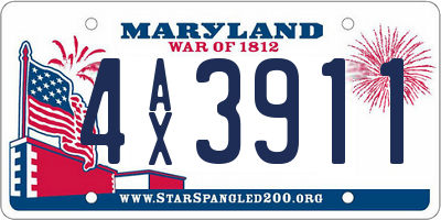 MD license plate 4AX3911