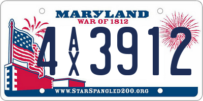 MD license plate 4AX3912