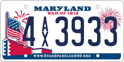 MD license plate 4AX3933