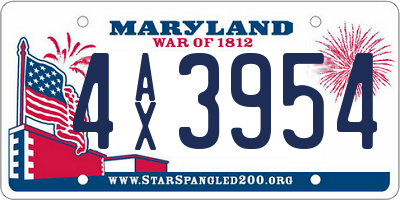 MD license plate 4AX3954