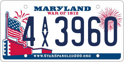 MD license plate 4AX3960
