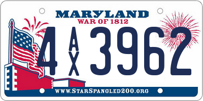 MD license plate 4AX3962